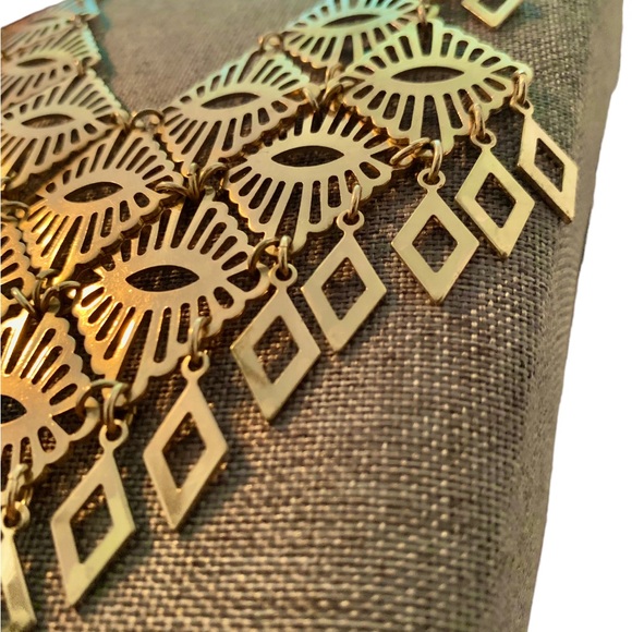 Vintage Sarah Coventry MANDARIN MAGIC Necklace Gold Tone Bib Necklace & Earrings - Picture 11 of 11